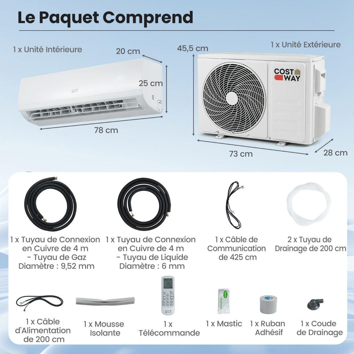 Aire Acondicionado Mini Split 9000 BTU (2,6 kW) Unidad Energéticamente Eficiente A++ con Bomba de Calor para hasta 42㎡ Blanco – Image 10