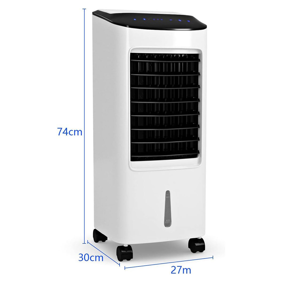 Enfriador de Aire Portátil 4 en 1 con Función de Refrigeración Humidificación Purificación Ventilación Depósito 7L 65W 3 Velocidades Temporizador – Image 9