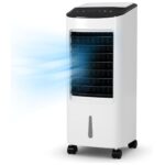 Enfriador de Aire Portátil 4 en 1 con Función de Refrigeración Humidificación Purificación Ventilación Depósito 7L 65W 3 Velocidades Temporizador