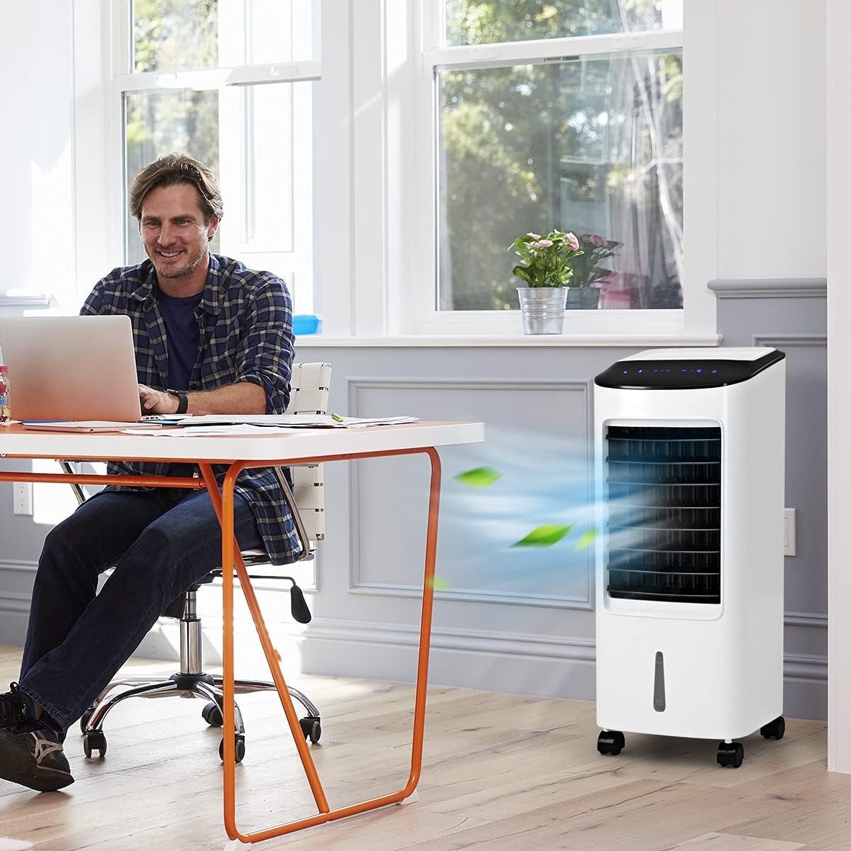 Enfriador de Aire Portátil 4 en 1 con Función de Refrigeración Humidificación Purificación Ventilación Depósito 7L 65W 3 Velocidades Temporizador – Image 3