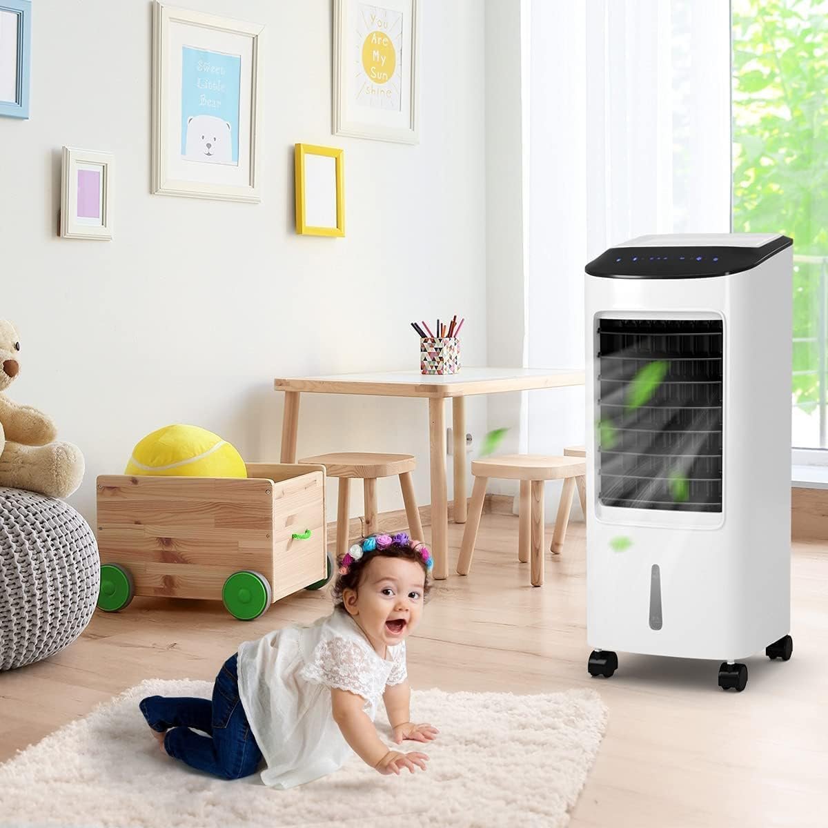 Enfriador de Aire Portátil 4 en 1 con Función de Refrigeración Humidificación Purificación Ventilación Depósito 7L 65W 3 Velocidades Temporizador – Image 4