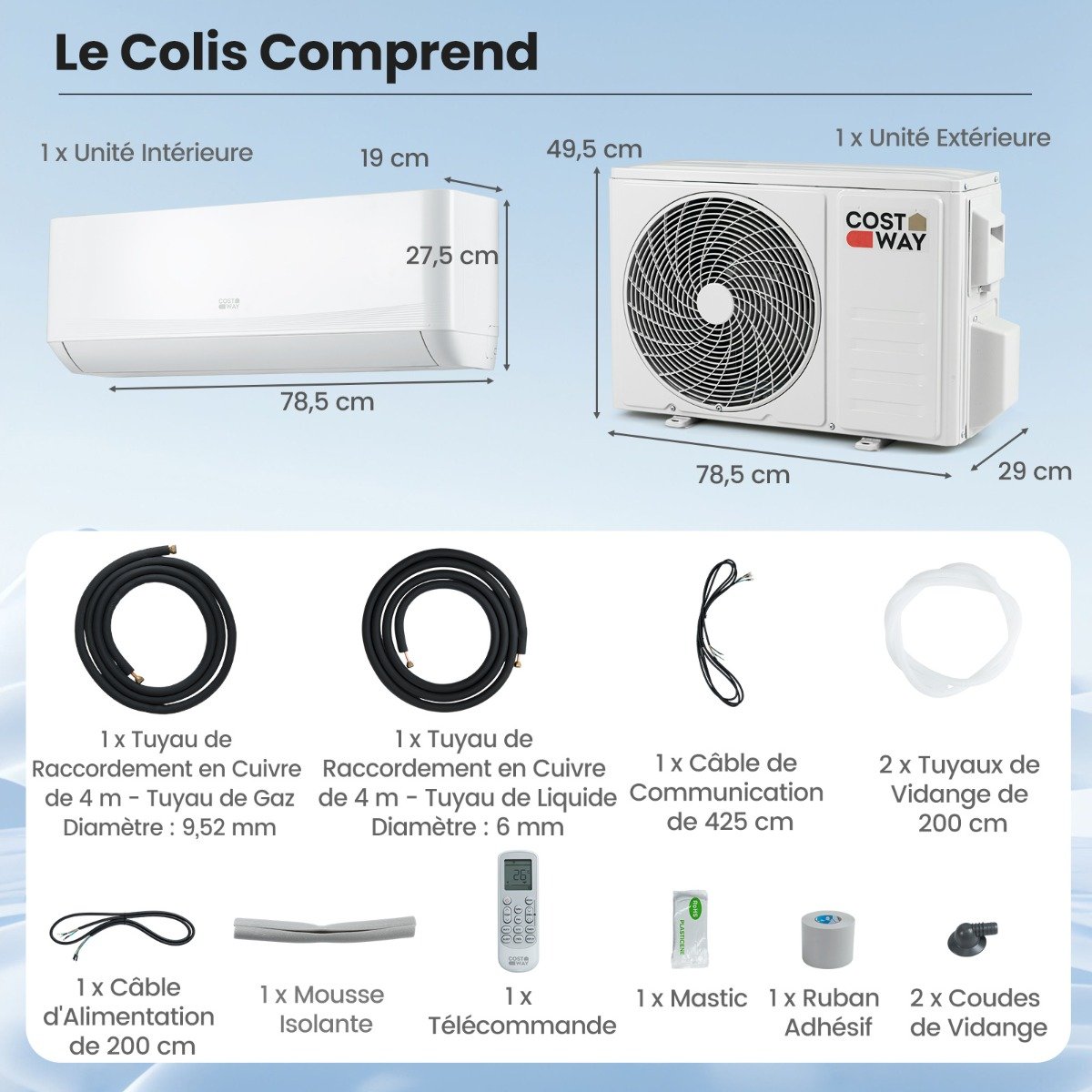 Aire Acondicionado Mini Split 12000 BTU (3,4 kW) Unidad Energéticamente Eficiente A++ con Sistema de Bomba de Calor para hasta 70㎡ Blanco – Image 10