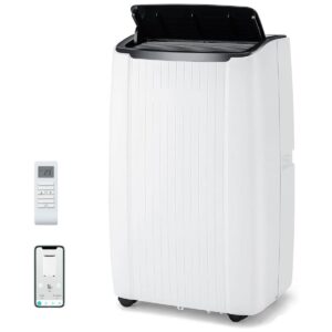Aire Acondicionado Portátil 14000 BTU con Refrigeración Calefacción Deshumidificación y Ventilación Mando a Distancia/Aplicación Temporizador 24H