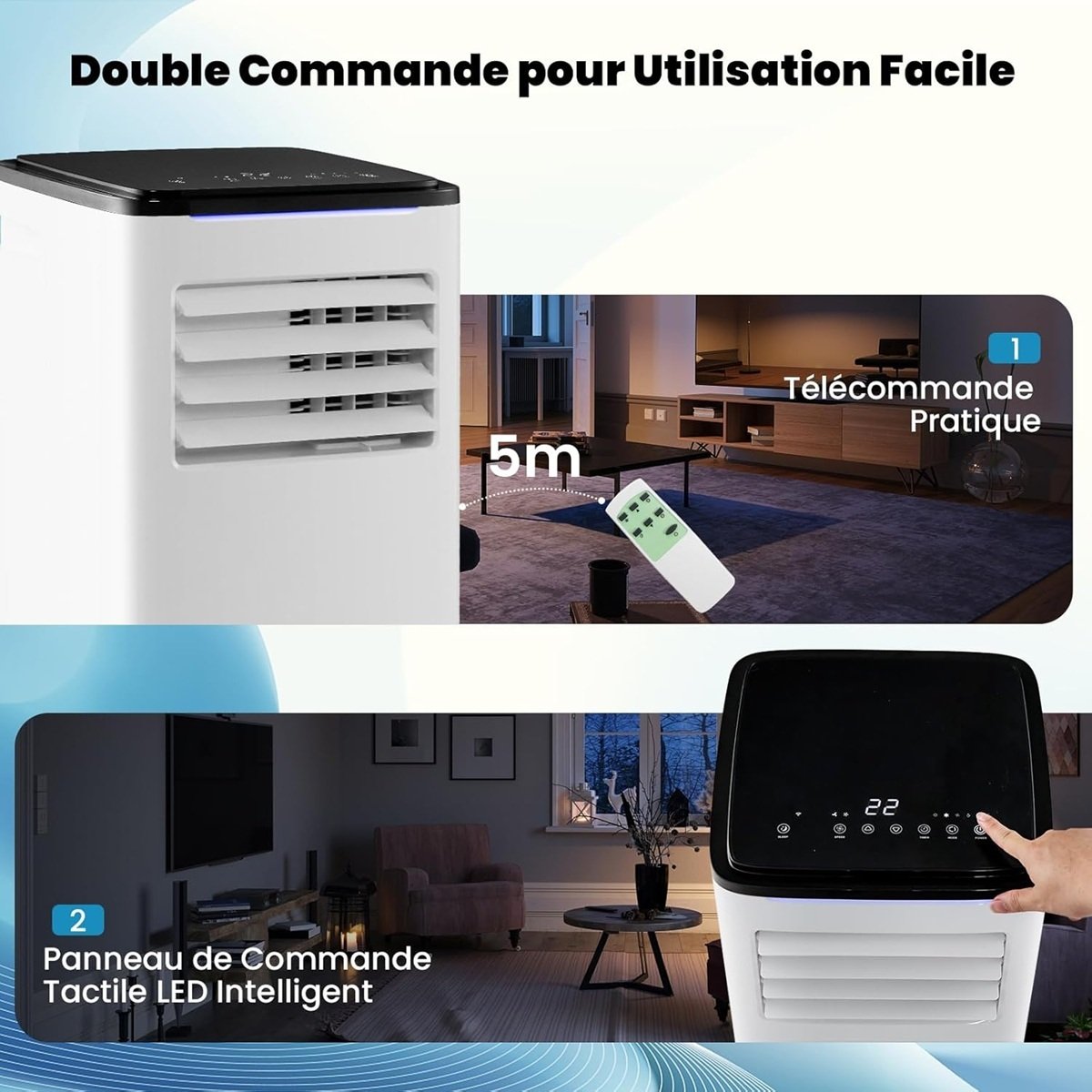 Aire Acondicionado Portátil 9000 BTU 5 en 1 Frío/Ventilador/Deshumidificador/Calefacción/Sueño 16-32℃ Silencioso para Dormitorio 20 m² WIFI – Image 4