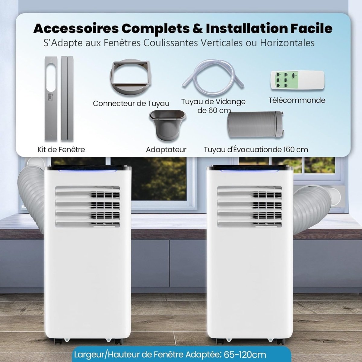 Aire Acondicionado Portátil 9000 BTU 5 en 1 Frío/Ventilador/Deshumidificador/Calefacción/Sueño 16-32℃ Silencioso para Dormitorio 20 m² WIFI – Image 8