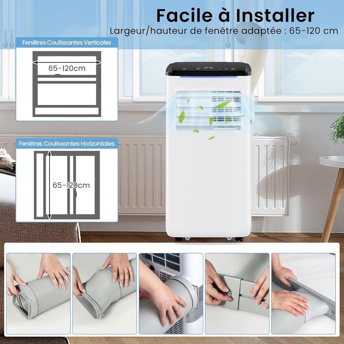 Aire Acondicionado Portátil 9000 BTU 5 en 1 Frío/Ventilador/Deshumidificador/Calefacción/Sueño 16-32℃ Silencioso para Dormitorio 20 m² WIFI – Image 9