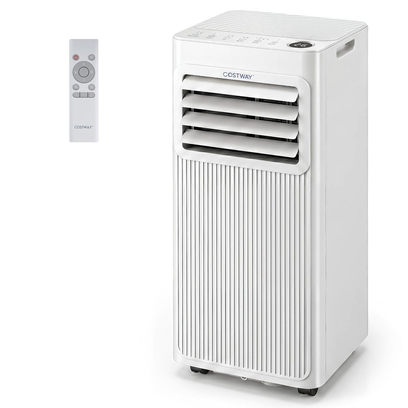 Aire Acondicionado Portátil Silencioso 7000 BTU 3 en 1 Deshumidificador Ventilador Modo Sueño Temporizador 24H hasta 32,5 m² Blanco