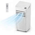 Aire Acondicionado Portátil Silencioso 9000 BTU 3 en 1 Deshumidificador Ventilador Modo Sueño Temporizador 24H hasta 42 m² Blanco