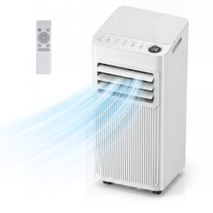 Aire Acondicionado Portátil Silencioso 9000 BTU 3 en 1 Deshumidificador Ventilador Modo Sueño Temporizador 24H hasta 42 m² Blanco