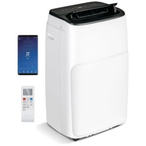 Aire Acondicionado Portátil con Evacuación 4 en 1 Ventilador y Deshumidificador y Refrigerador y Calefacción con Mando a Distancia y App (12000BTU)