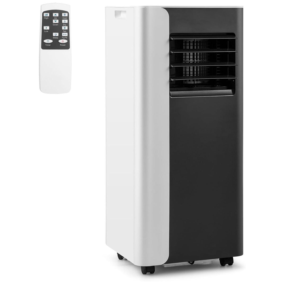 Aire Acondicionado Portátil con Evacuación 7000 BTU 3 en 1 Ventilador y Deshumidificador y Refrigerador con Pantalla LED y Mando a Distancia