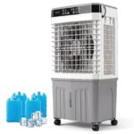 Aire Acondicionado Portátil 3 en 1 Ventilador Enfriador de Aire con Mando a Distancia Amplio Depósito de Agua Temporizador 12H 2 Modos y 3 Velocidades Gris