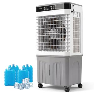 Aire Acondicionado Portátil 3 en 1 Ventilador Enfriador de Aire con Mando a Distancia Amplio Depósito de Agua Temporizador 12H 2 Modos y 3 Velocidades Gris