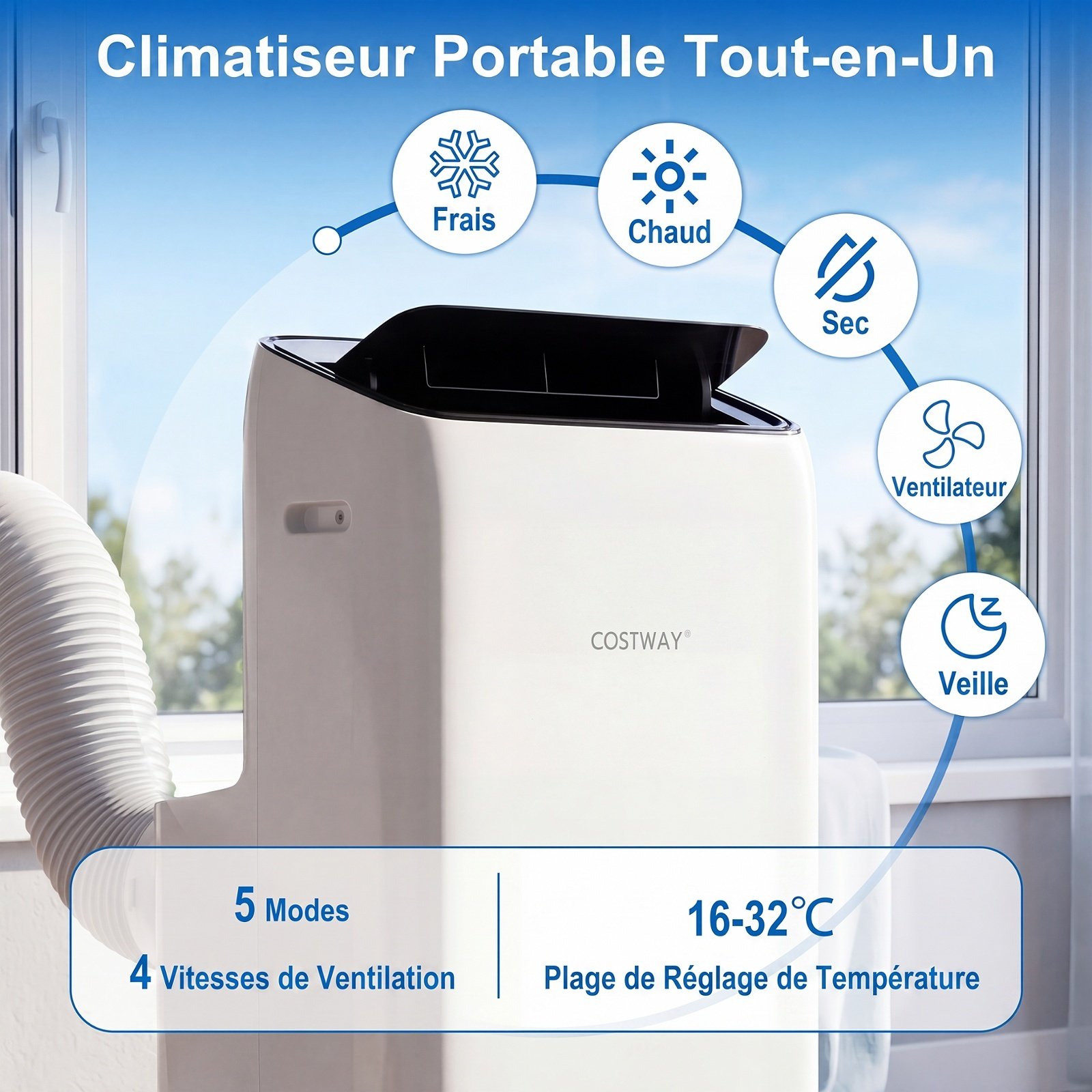 Aire Acondicionado Portátil Deshumidificador con 4 Velocidades Control por App Modo Sueño Silencioso Temporizador 24H Mando a Distancia para 46,5 m² Blanco – Image 5