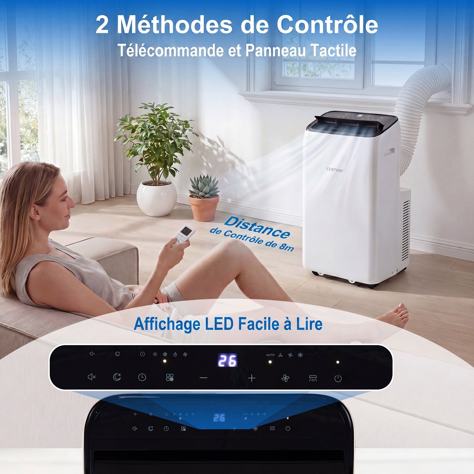 Aire Acondicionado Portátil Deshumidificador con 4 Velocidades Control por App Modo Sueño Silencioso Temporizador 24H Mando a Distancia para 46,5 m² Blanco – Image 6
