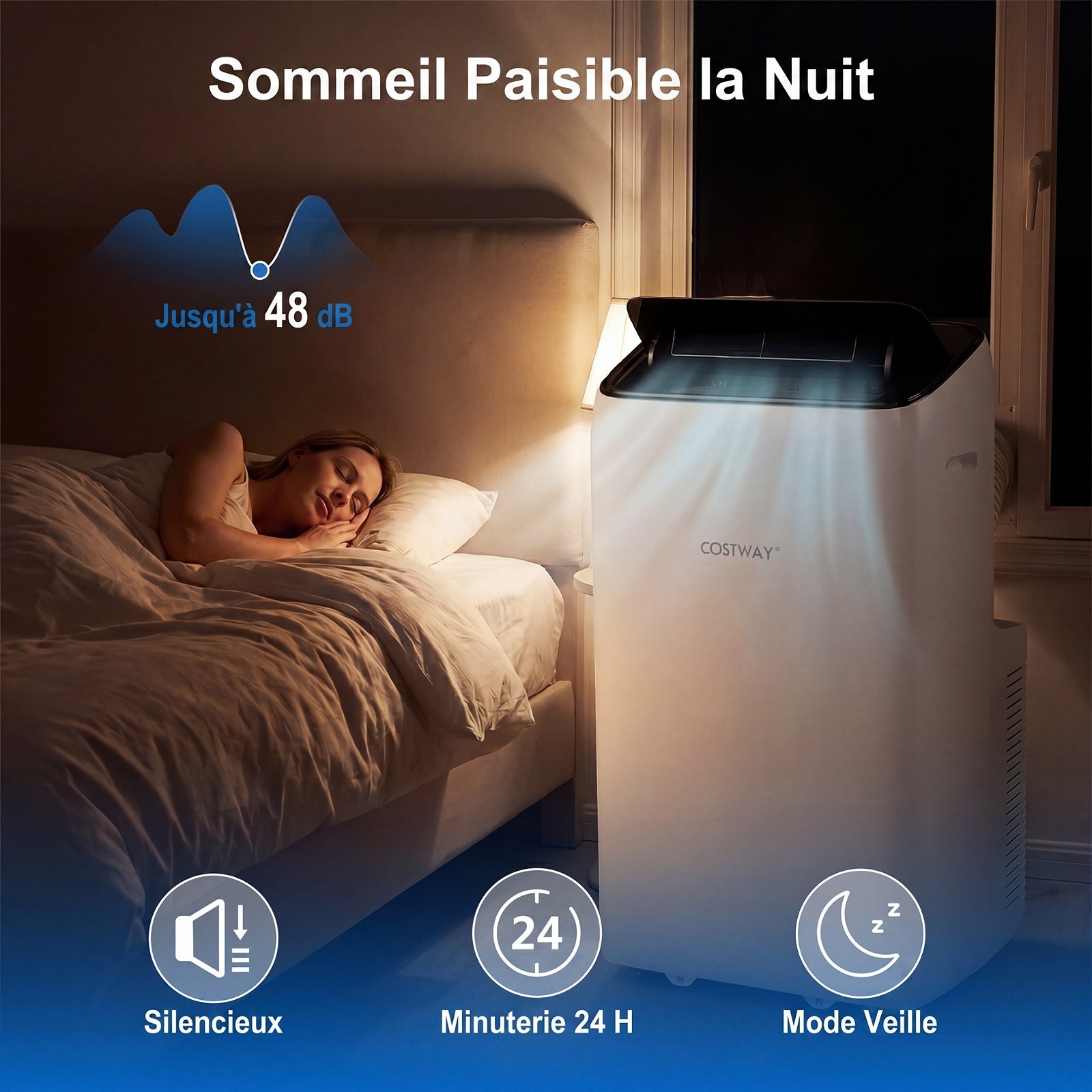 Aire Acondicionado Portátil Deshumidificador con 4 Velocidades Control por App Modo Sueño Silencioso Temporizador 24H Mando a Distancia para 46,5 m² Blanco – Image 7