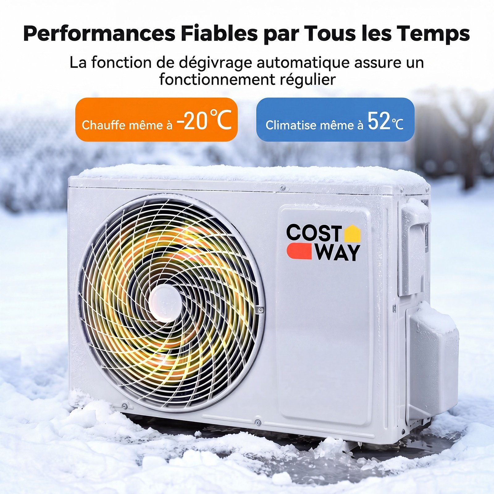 Aire Acondicionado Reversible 12000 BTU 3,4 KW Split R32 con Calefacción Refrigeración Silencioso 19 dB Clase A++ Blanco – Image 8