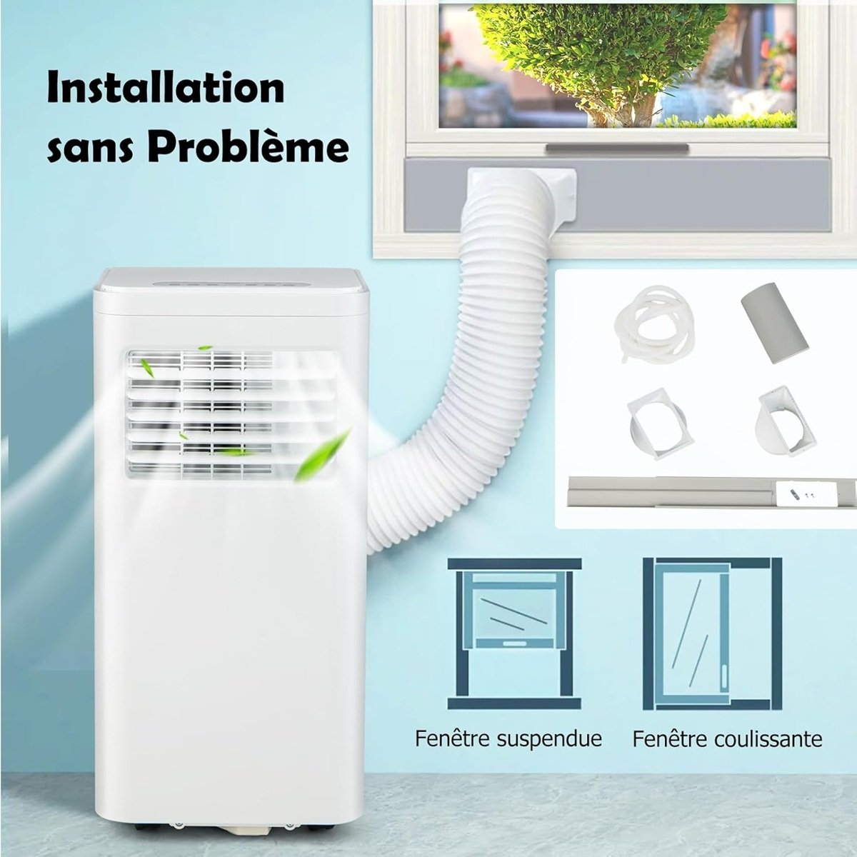 Aire Acondicionado Portátil Silencioso 9000btu 4 en 1 Refrigeración Ventilador Deshumidificador Mando a Distancia Temporizador 24H Blanco – Image 7