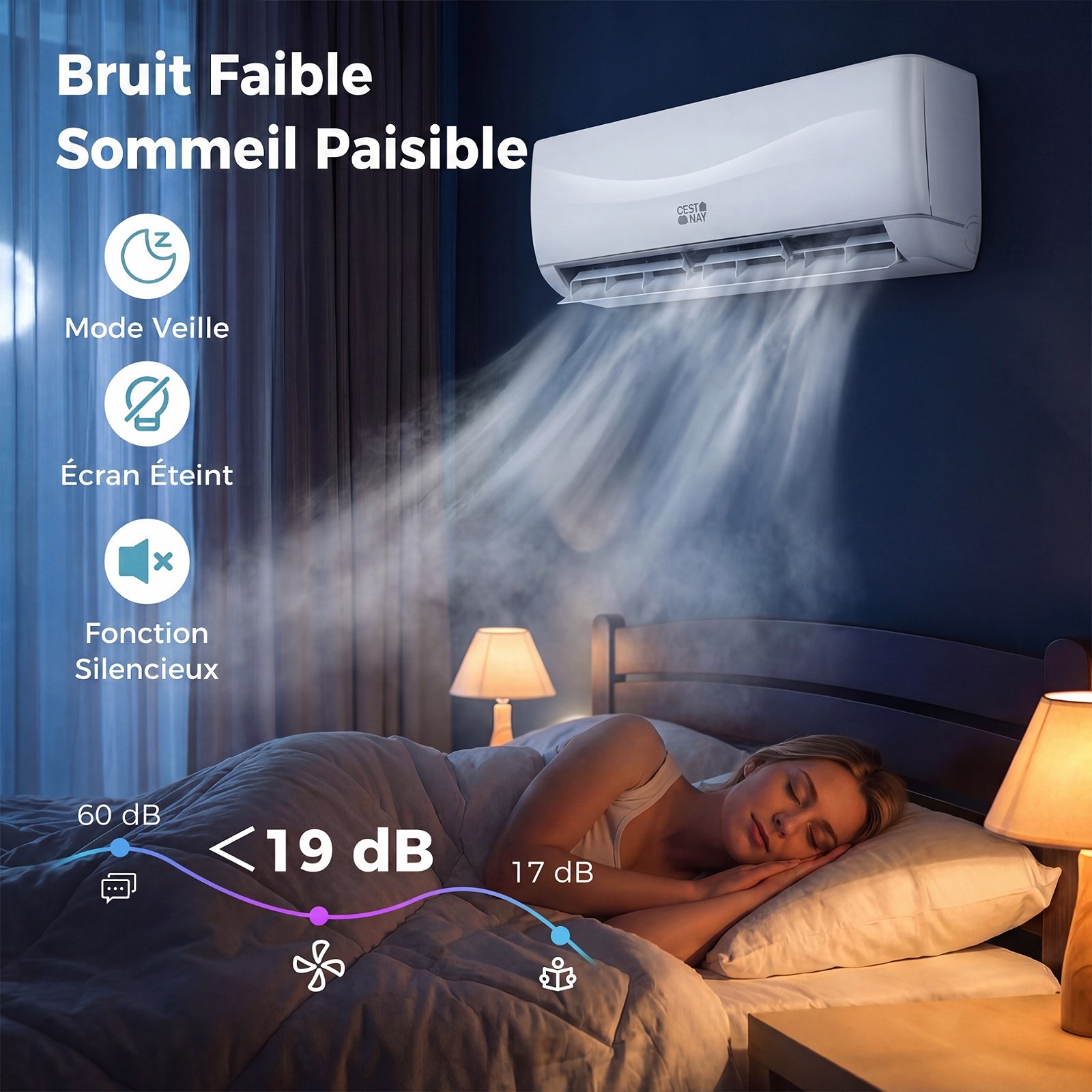 Aire Acondicionado Split 24000 BTU con Bomba de Calor R32 Clase A++ 19 dB Silencioso para Habitaciones hasta 110㎡ Blanco – Image 10