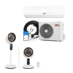 Aire Acondicionado Split Bomba de Calor 24000 BTU Silencioso 19dB A++ + Regalo Ventilador de Pie Ajustable con Mando a Distancia y Temporizador