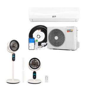 Aire Acondicionado Split Bomba de Calor 24000 BTU Silencioso 19dB A++ + Regalo Ventilador de Pie Ajustable con Mando a Distancia y Temporizador