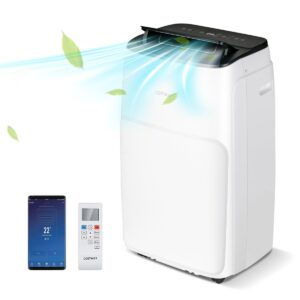 Aire Acondicionado Portátil 4 en 1 Silencioso 14000 BTU con Ventilador Deshumidificador Refrigerador Calefacción Modo en Espera Clase A