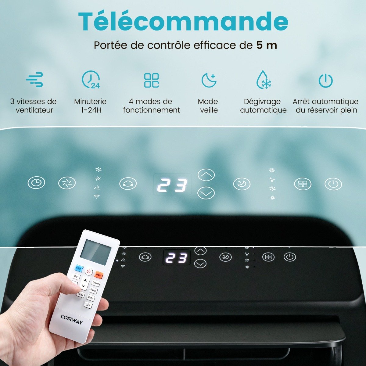 Aire Acondicionado Portátil 4 en 1 Silencioso 12000 BTU con Ventilador Deshumidificador Refrigerador Calefacción Modo Espera Clase A – Image 4