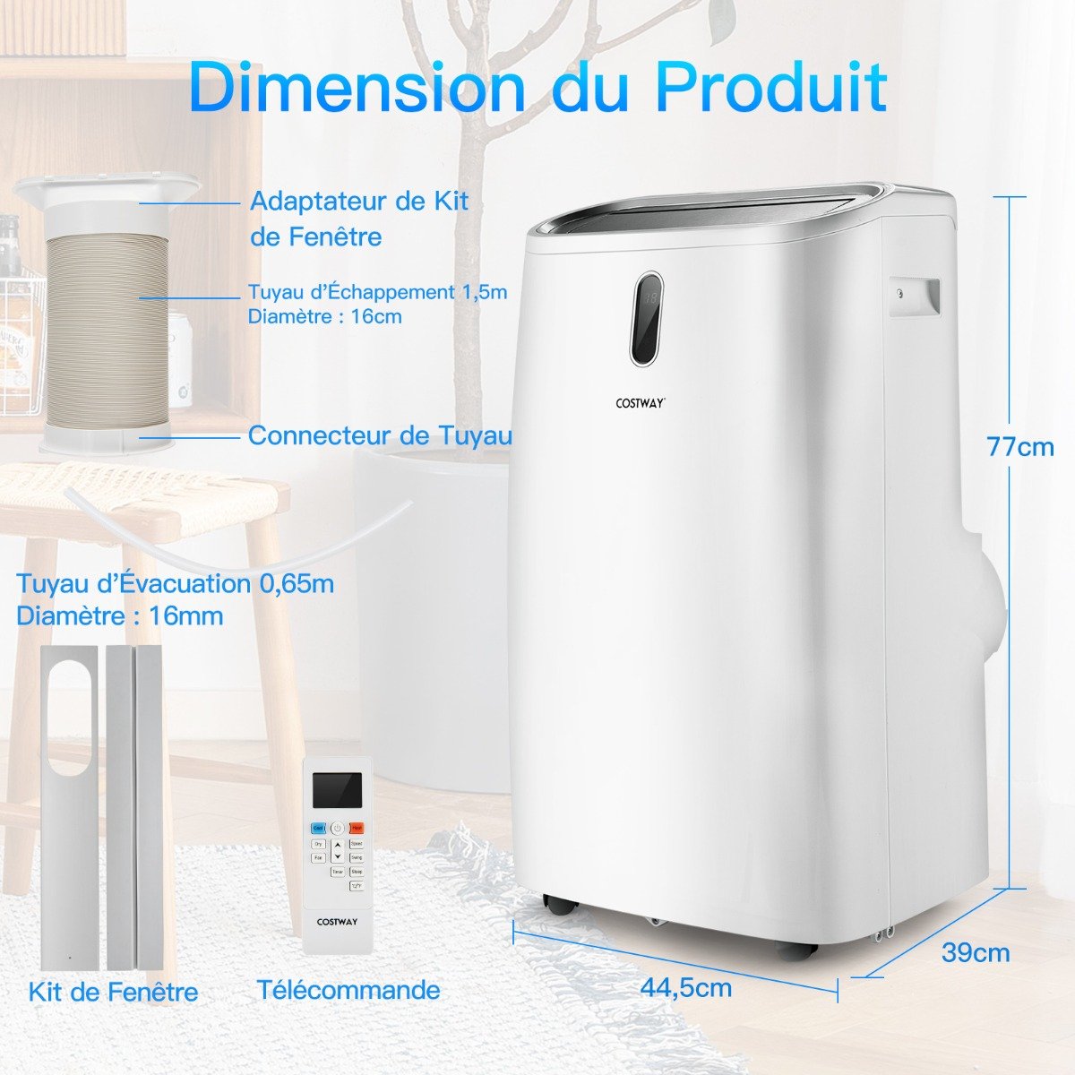 Aire Acondicionado 4 en 1 16 a 32℃ 14000BTU R290 3 Modos Ventilador Deshumidificador y Refrigerador Hasta 40㎡ Clase Energética A – Image 12