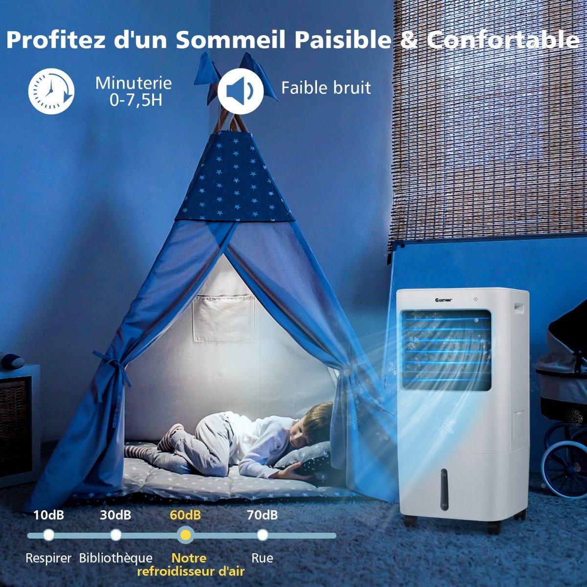 Aire Acondicionado Portátil 4 en 1 Depósito 20L Ventilador Humidificador Oscilación 40° 3 Modos 4 Velocidades Temporizador 7,5H – Image 2