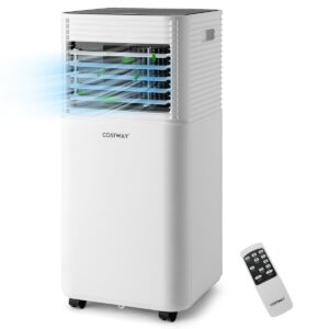 Aire Acondicionado Portátil 4 en 1 Refrigeración Deshumidificación Ventilador 9000BTU 2 Velocidades Modo en Espera Temporizador 24 h Blanco