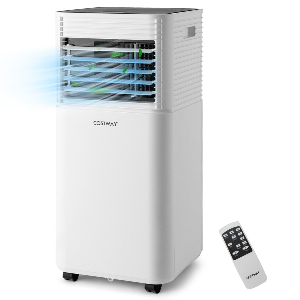Aire Acondicionado Portátil 4 en 1 Refrigeración Deshumidificación Ventilador 9000BTU 2 Velocidades Modo en Espera Temporizador 24 h Blanco