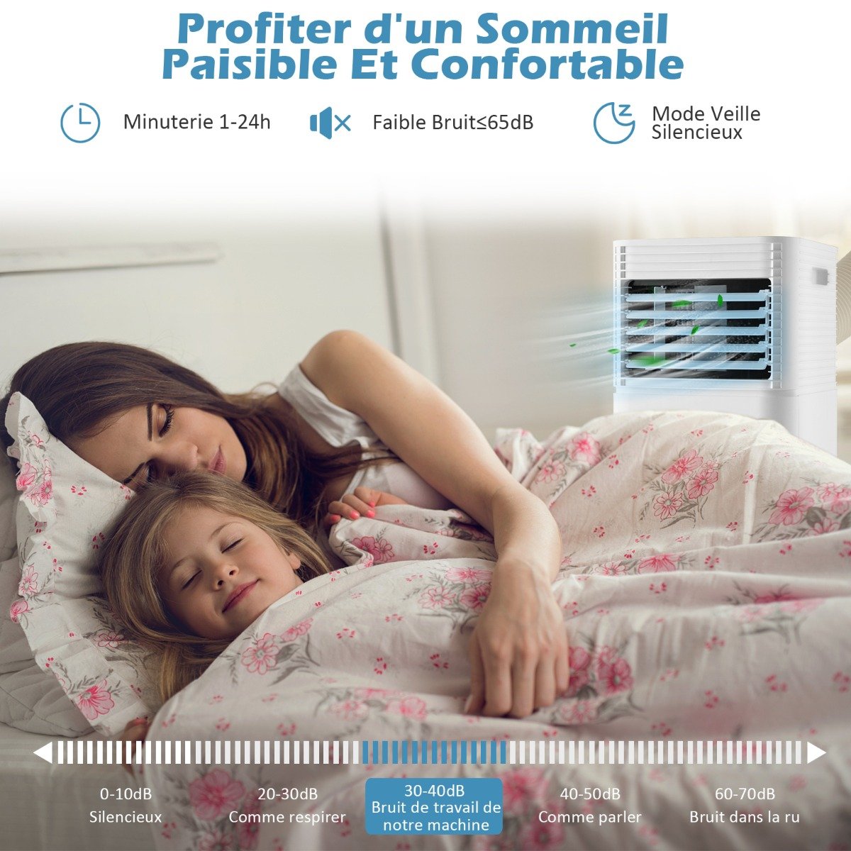 Aire Acondicionado Portátil 4 en 1 Refrigeración Deshumidificación Ventilador 9000BTU 2 Velocidades Modo en Espera Temporizador 24 h Blanco – Image 4