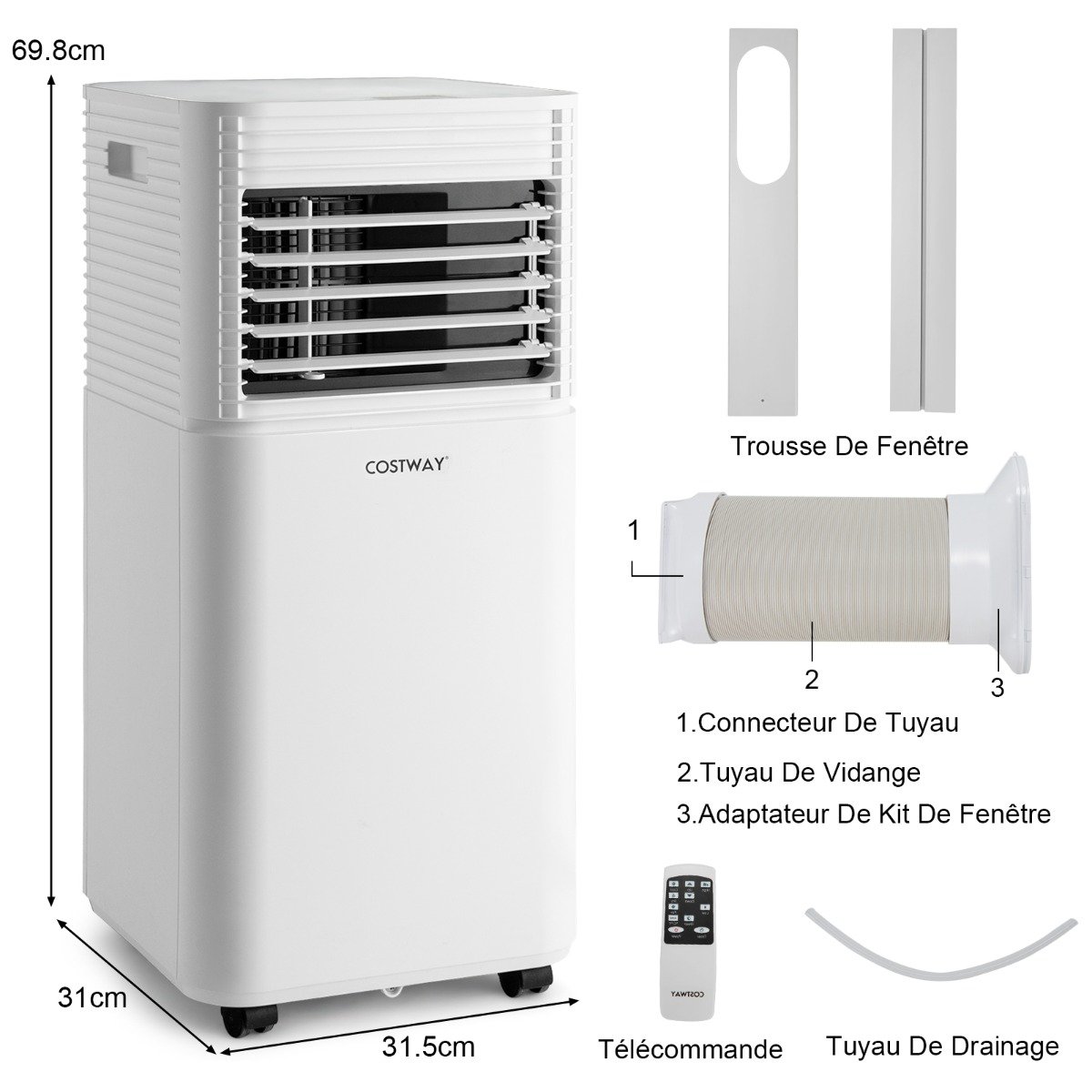 Aire Acondicionado Portátil 4 en 1 Refrigeración Deshumidificación Ventilador 7000BTU 2 Velocidades – Image 10