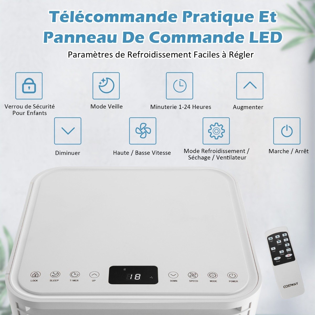 Aire Acondicionado Portátil 4 en 1 Refrigeración Deshumidificación Ventilador 7000BTU 2 Velocidades – Image 6