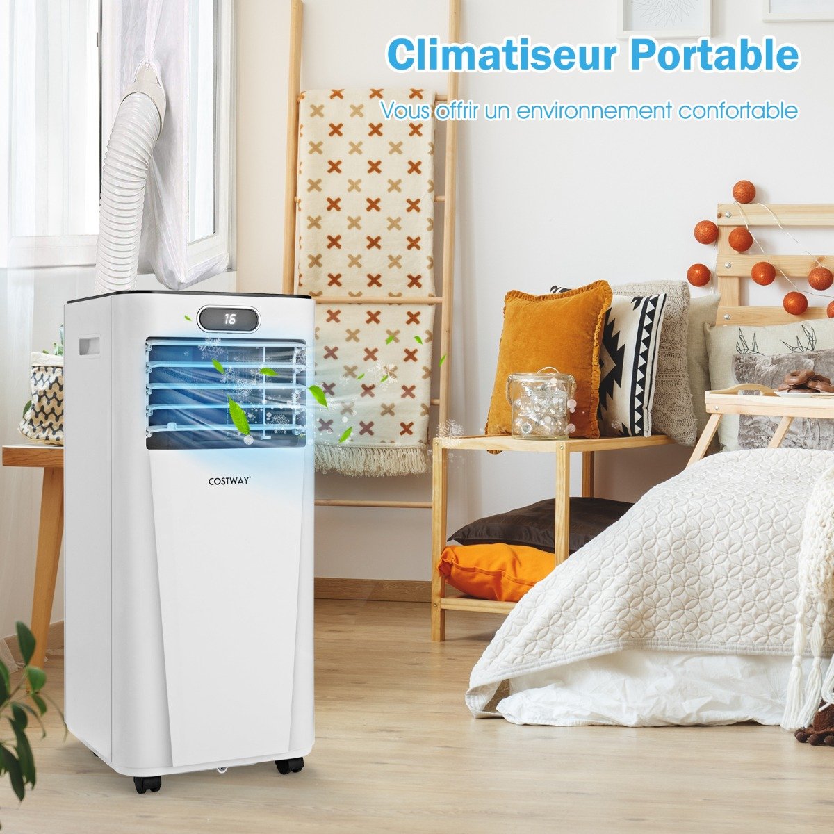 Aire Acondicionado Portátil 4 en 1 Refrigeración Deshumidificación Ventilador 7000BTU con 2 Pantallas LED Modo en Espera 25㎡ Temporizador – Image 2