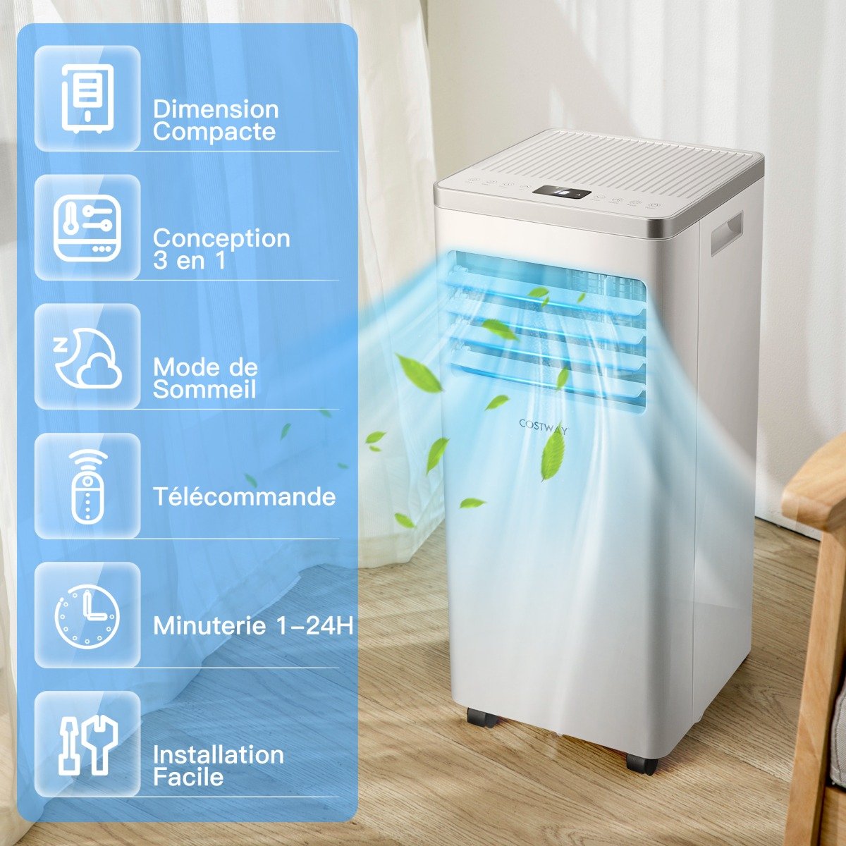 Aire Acondicionado Portátil 4 en 1 7000BTU 2 Velocidades de Ventilador Modo en Espera Temporizador 24h Bloqueo Infantil Pantalla LED 25㎡ – Image 3