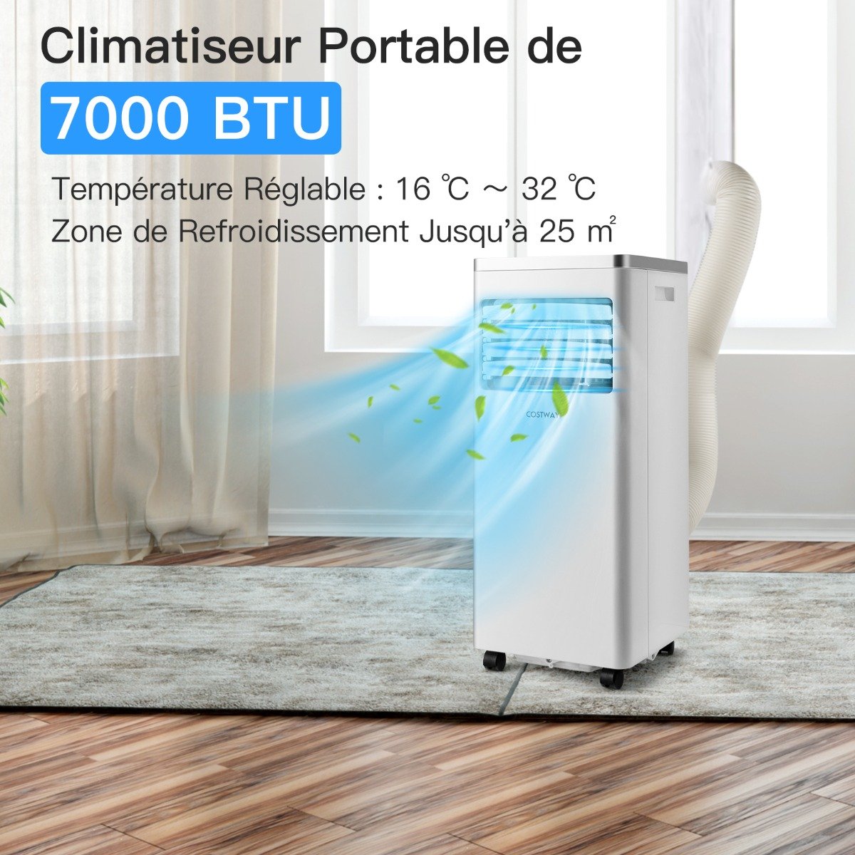 Aire Acondicionado Portátil 4 en 1 7000BTU 2 Velocidades de Ventilador Modo en Espera Temporizador 24h Bloqueo Infantil Pantalla LED 25㎡ – Image 8