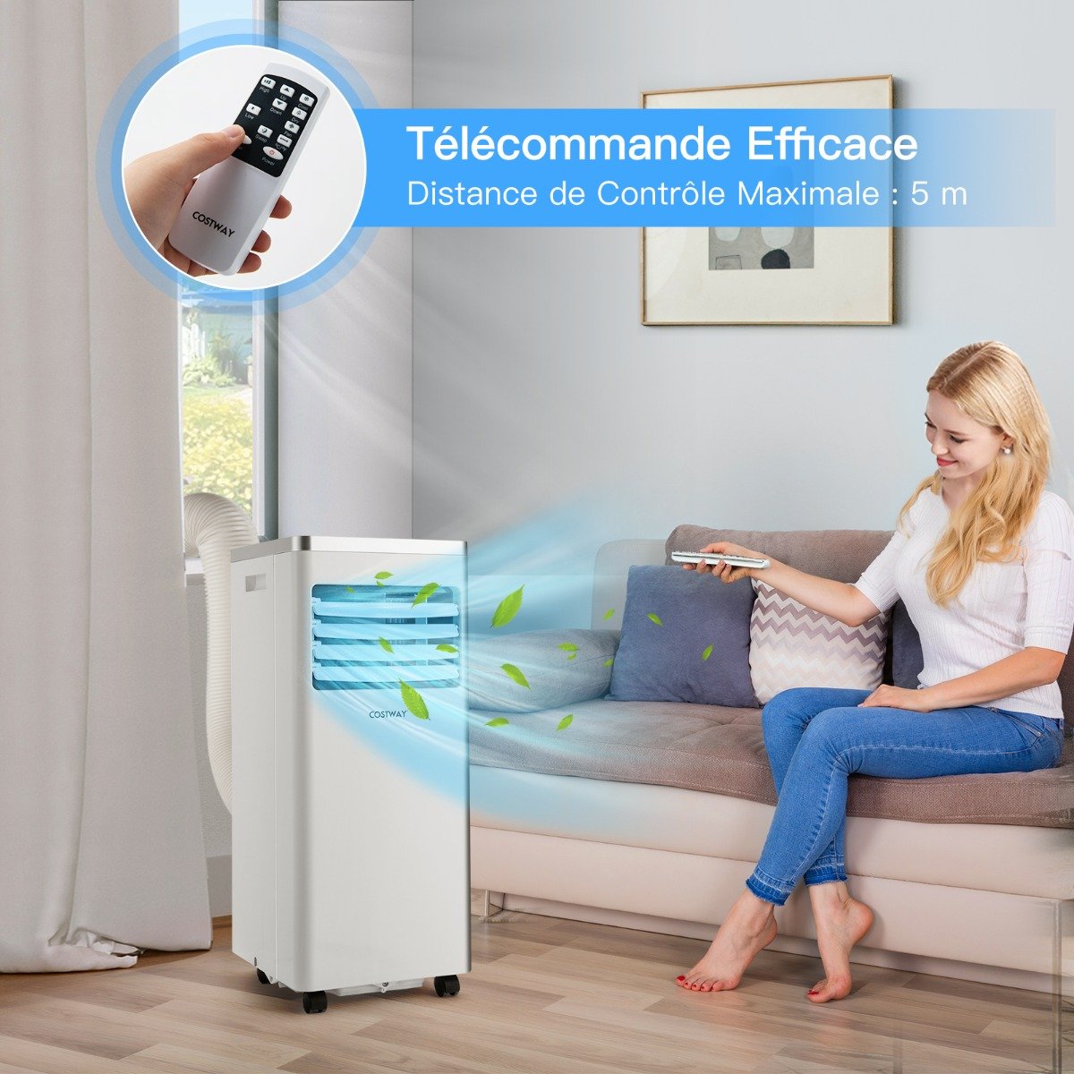 Aire Acondicionado Portátil 4 en 1 7000BTU 2 Velocidades de Ventilador Modo en Espera Temporizador 24h Bloqueo Infantil Pantalla LED 25㎡ – Image 2