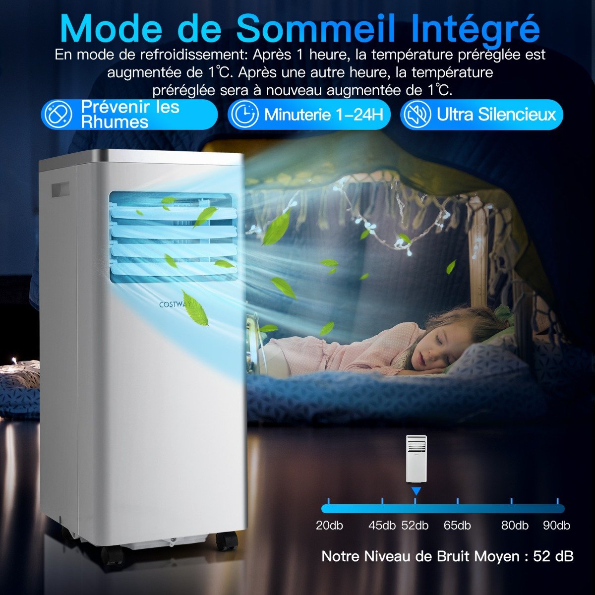 Aire Acondicionado Portátil 4 en 1 7000BTU 2 Velocidades de Ventilador Modo en Espera Temporizador 24h Bloqueo Infantil Pantalla LED 25㎡ – Image 6