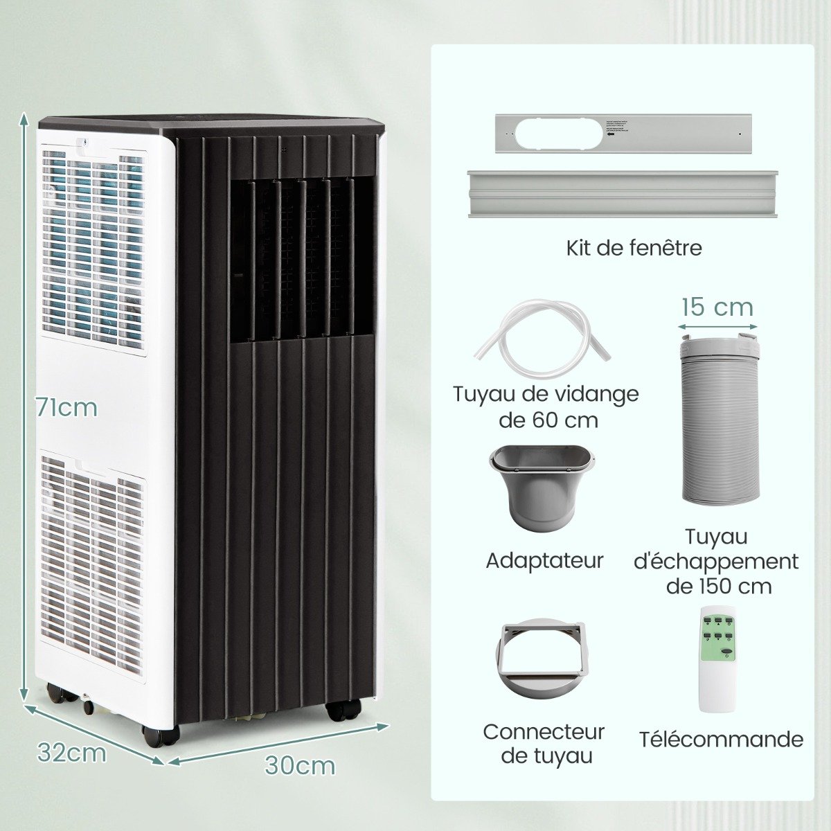 Aire Acondicionado Portátil 4 en 1 con Refrigeración Ventilador Deshumidificador y Modo en Espera Mando a Distancia Aplicación Inteligente Temporizador 24h – Image 11
