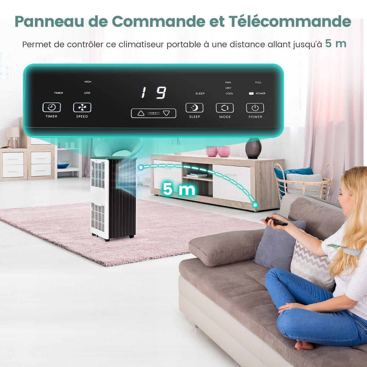 Aire Acondicionado Portátil 4 en 1 con Refrigeración Ventilador Deshumidificador y Modo en Espera Mando a Distancia Aplicación Inteligente Temporizador 24h – Image 5