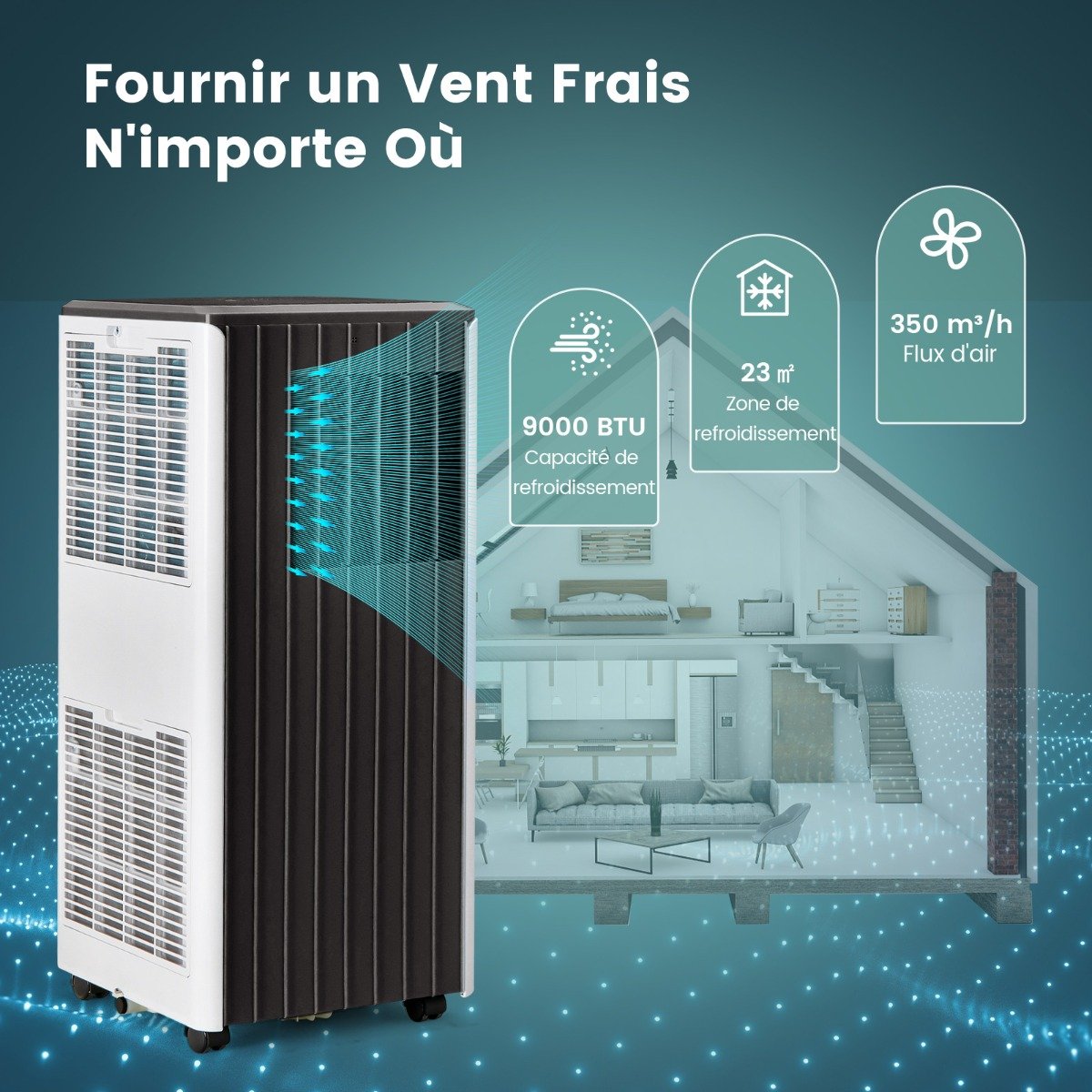 Aire Acondicionado Portátil 4 en 1 con Refrigeración Ventilador Deshumidificador y Modo en Espera Mando a Distancia Aplicación Inteligente Temporizador 24h – Image 6