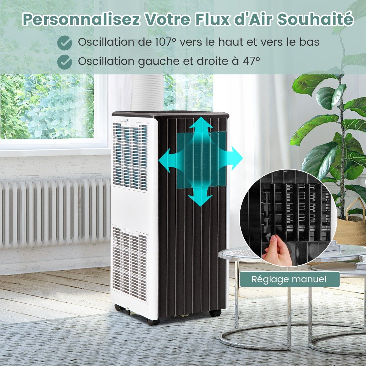 Aire Acondicionado Portátil 4 en 1 con Refrigeración Ventilador Deshumidificador y Modo en Espera Mando a Distancia Aplicación Inteligente Temporizador 24h – Image 3