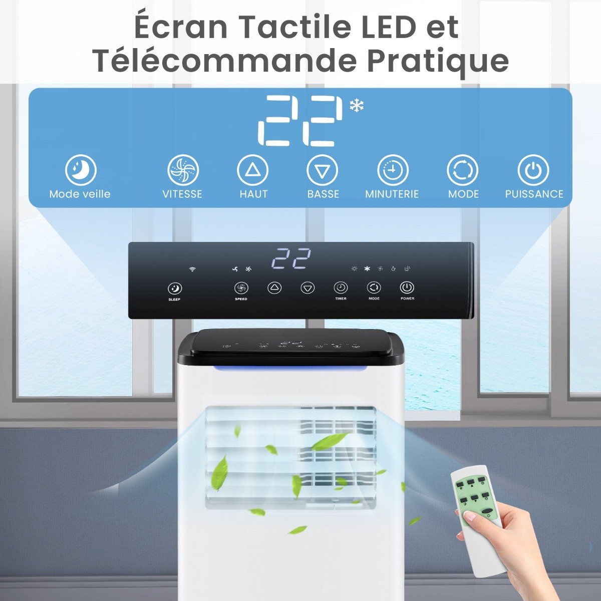 Aire Acondicionado Portátil 9000BTU Unidad 4 en 1 con Refrigeración Ventilador Calefacción y Deshumidificador Compatible con Wi-Fi Blanco – Image 4