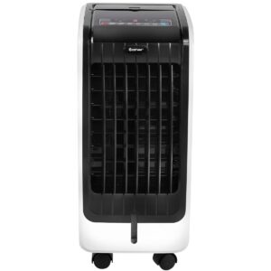 Enfriador de Aire 75W Portátil con Mando a Distancia Pantalla LCD 3 Velocidades Temporizador 8h Depósito de Agua 6L 32x25x57cm