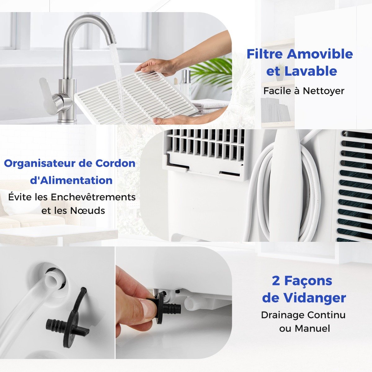 Aire Acondicionado Portátil 12000 BTU 4 en 1 Refrigeración Calefacción Ventilador Deshumidificador Temporizador 24H hasta 42m² – Image 4