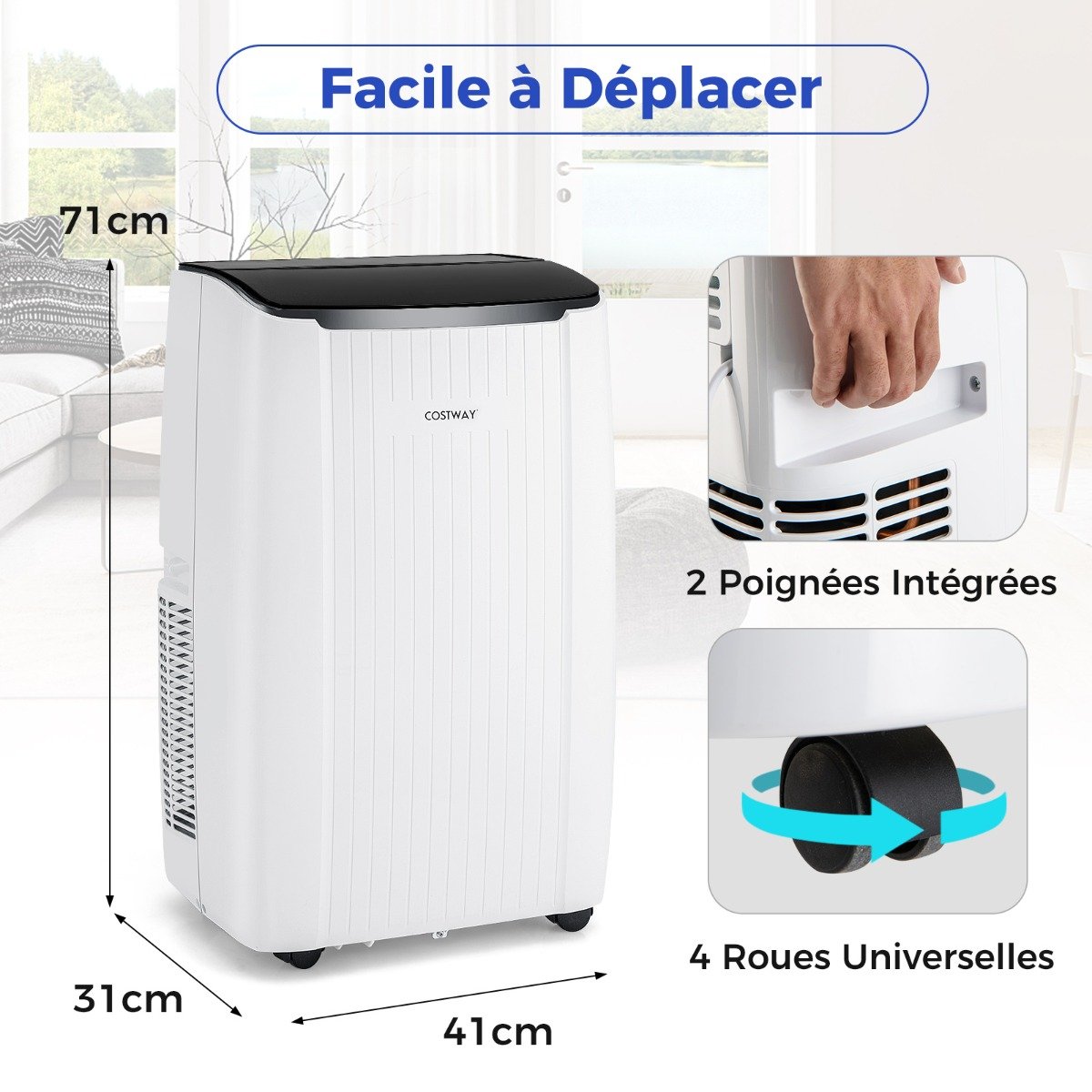 Aire Acondicionado Portátil 12000 BTU 4 en 1 Refrigeración Calefacción Ventilador Deshumidificador Temporizador 24H hasta 42m² – Image 11