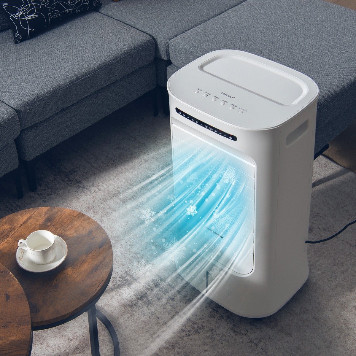 Aire Acondicionado Portátil 3 en 1 con Mando a Distancia Temporizador 15h Depósito 10 L Oscilación y Modos/Velocidades Variables – Image 2