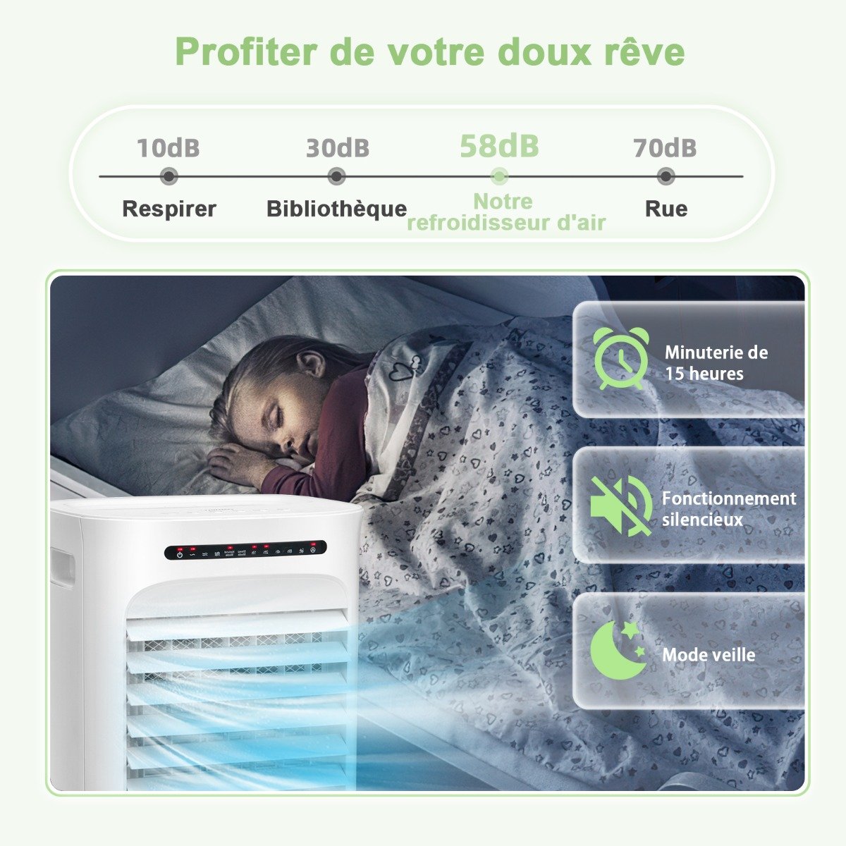 Aire Acondicionado Portátil 3 en 1 con Mando a Distancia Temporizador 15h Depósito 10 L Oscilación y Modos/Velocidades Variables – Image 6