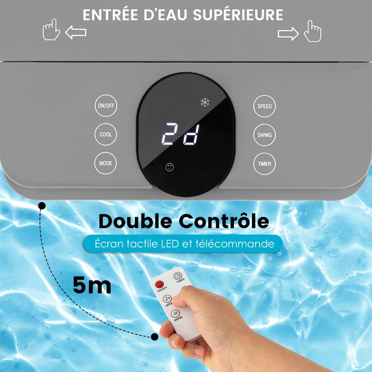 Enfriador de Aire Portátil 3 Modos 3 Velocidades de Aire 3 en 1 con Oscilación 60° Temporizador 12 h Mando a Distancia Gris – Image 7